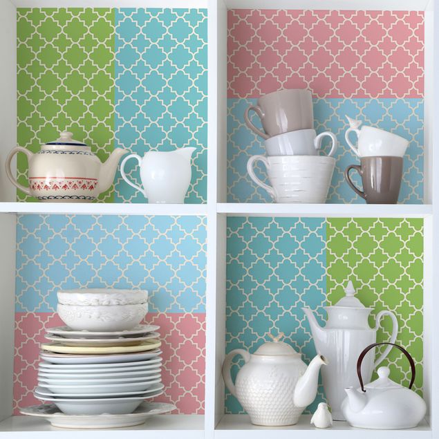 Adhesive films for furniture frosted Morocco Mosaic Quatrefoil Pattern In 4 Colours