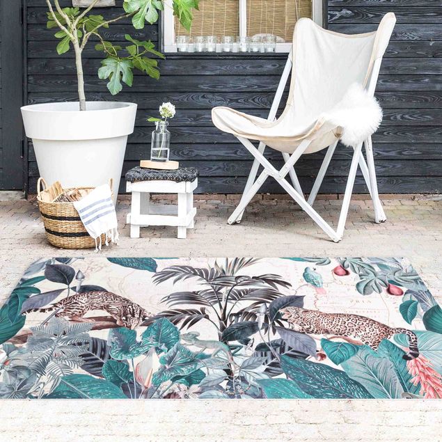 Balcony rugs Vintage Collage -  Big Cats In The Jungle