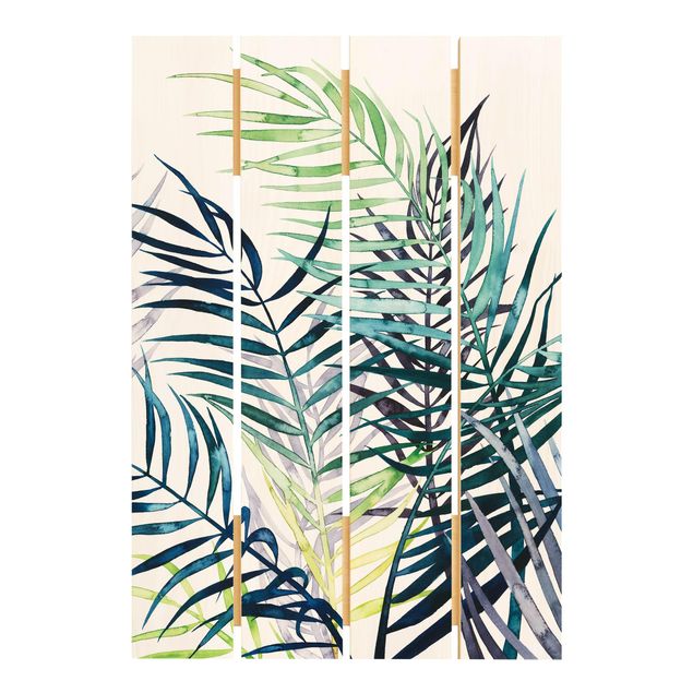 Wood photo prints Exotic Foliage - Palme