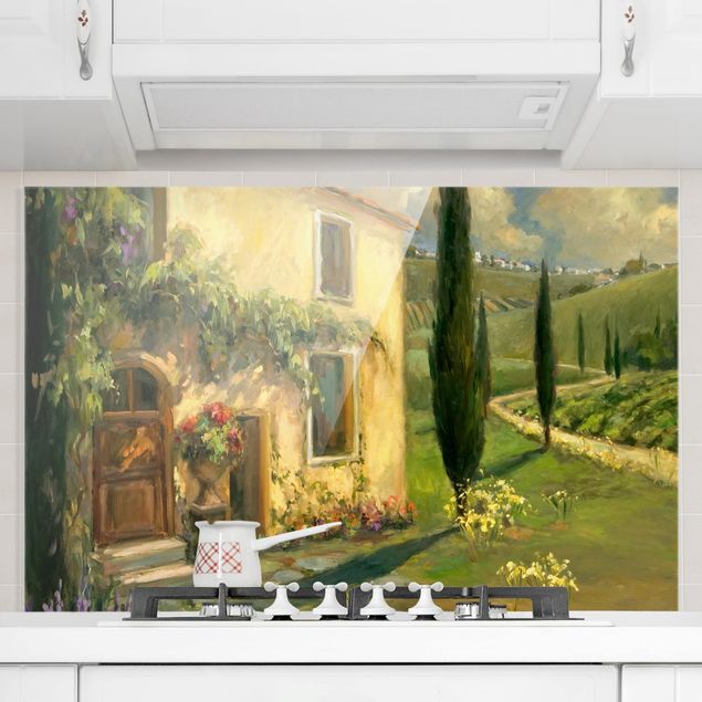 Glass splashback kitchen architecture and skylines Italian Landscape - Cypress