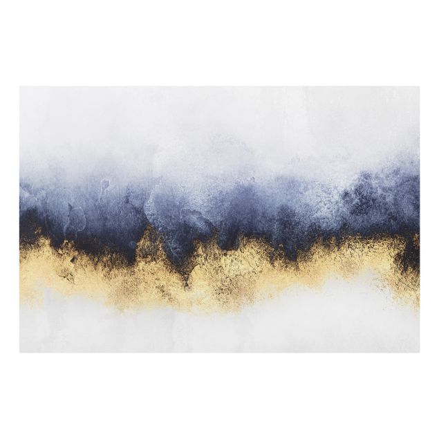 Glass splashback kitchen abstract Cloudy Sky With Gold
