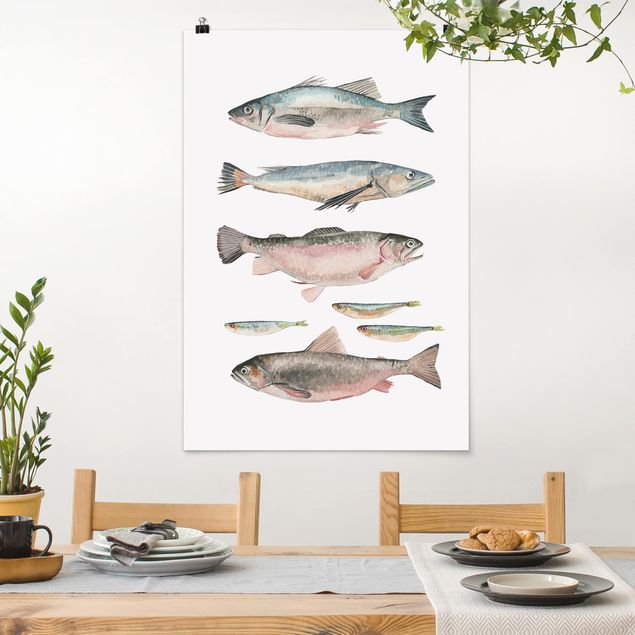 Kitchen Seven Fish In Watercolour I