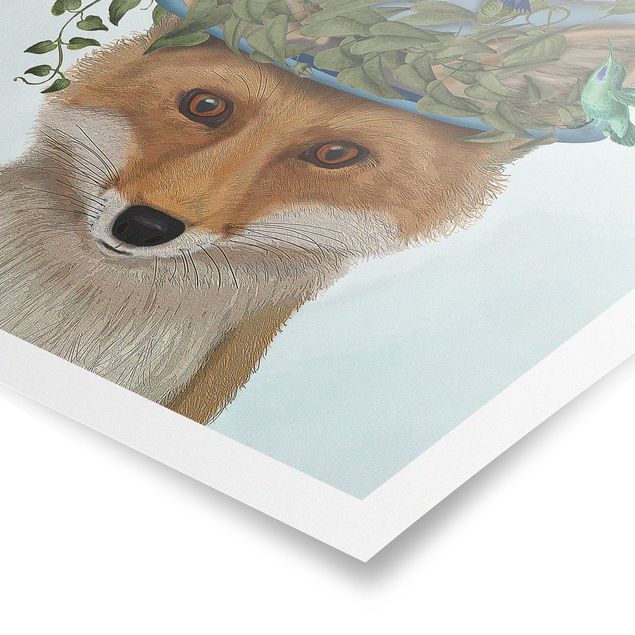 Prints flower Fox With Butterfly Shut