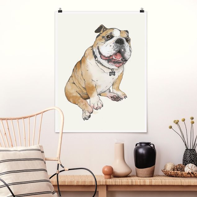 Dog canvas art Illustration Dog Bulldog Painting