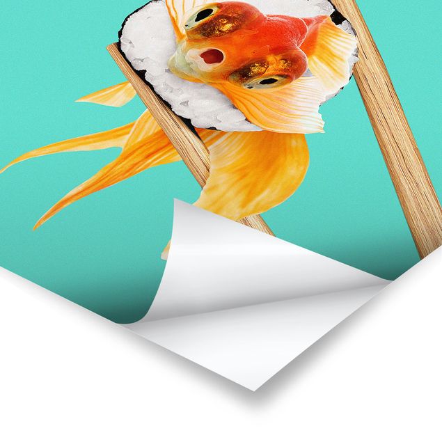 Turquoise prints Sushi With Goldfish