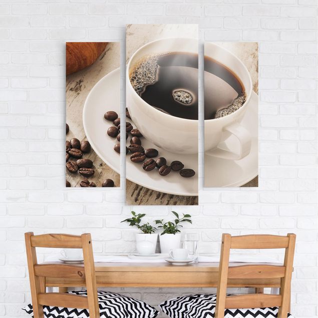 Contemporary art prints Steaming coffee cup with coffee beans