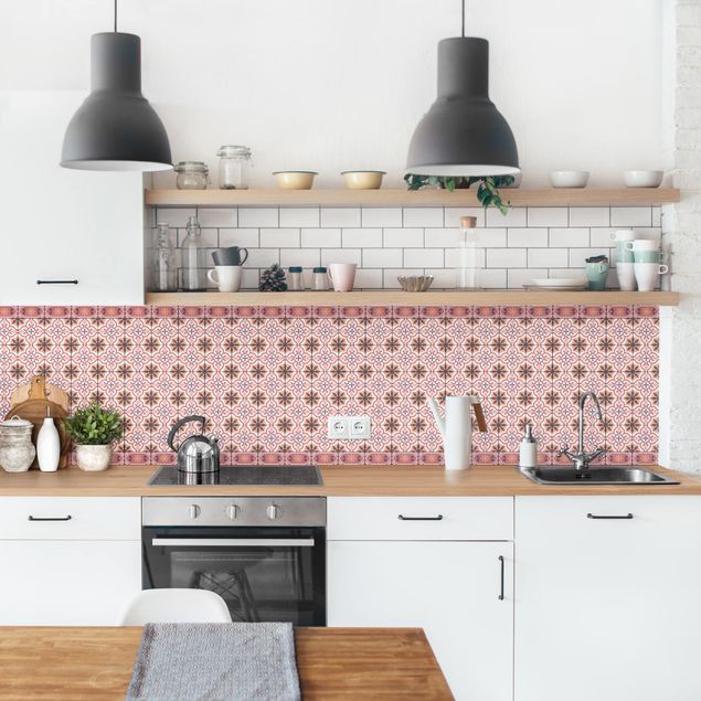 Kitchen splashback tiles Geometrical Tile Mix Cross Orange