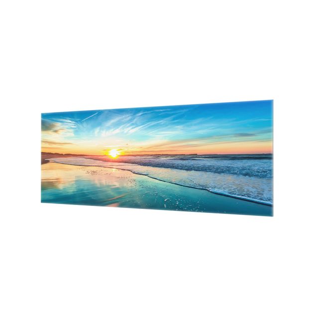 Glass Splashback - Romantic Sunset By The Sea - Panoramic