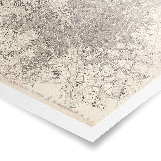 Prints maps Vintage Map Paris