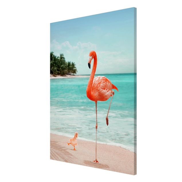 Beach wall art Beach With Flamingo