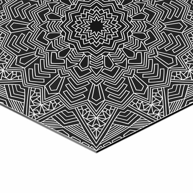 Prints Mandala Flower Star Pattern Black