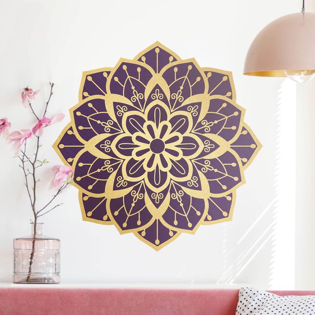 Kitchen Mandala Flower Pattern Gold Violet