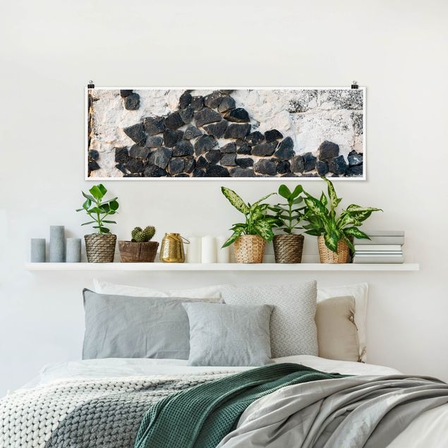 Art posters Wall With Black Stones