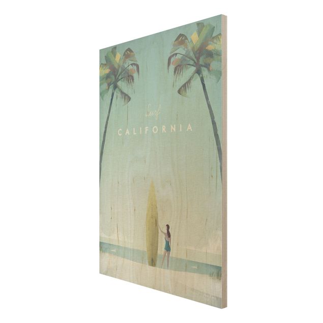 Wood prints beach Travel Poster - California