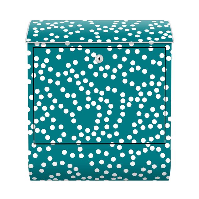 Blue letter box Aboriginal Dot Pattern Bluish Green