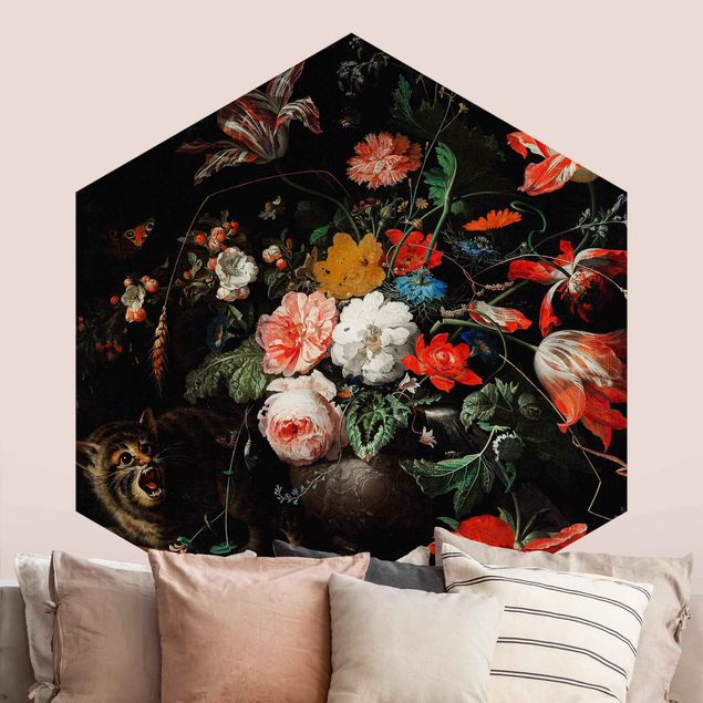 Cute cat wallpaper Abraham Mignon - The Overturned Bouquet