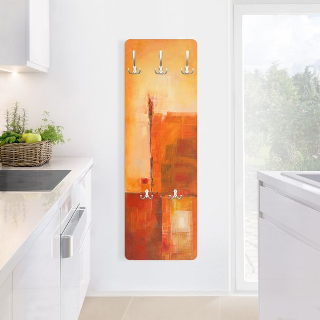 Wall mounted coat rack Abstract Orange Brown