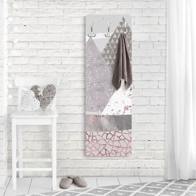 Wall mounted coat rack patterns Abstract Mountain Landscape Pastel Pattern