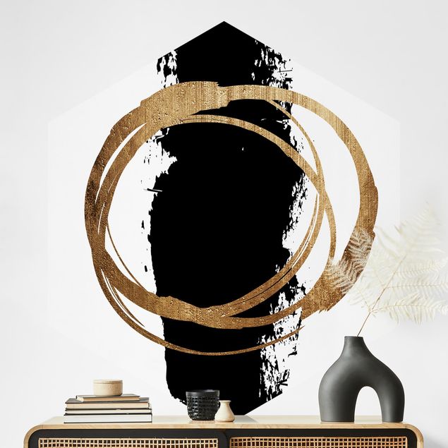 Kitchen Abstract Shapes - Gold And Black