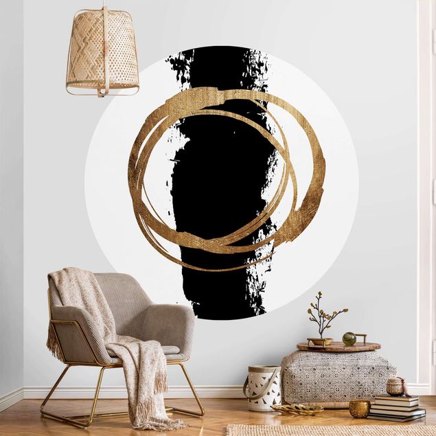 Kitchen Abstract Shapes - Gold And Black
