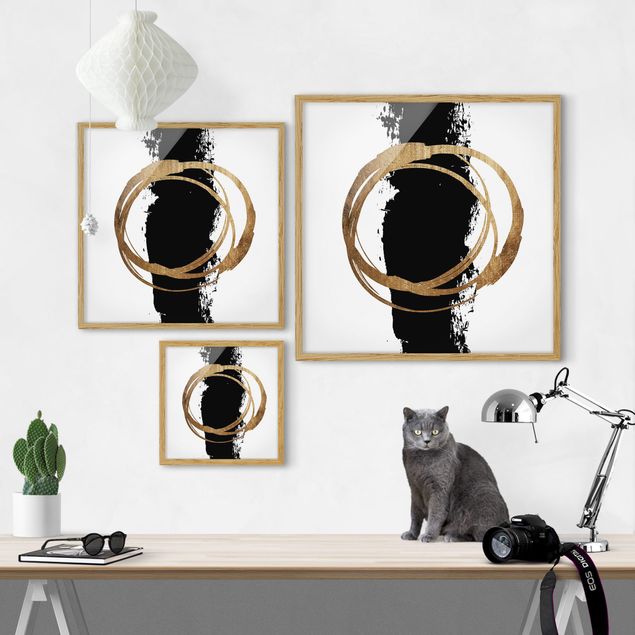 Prints Abstract Shapes - Gold And Black