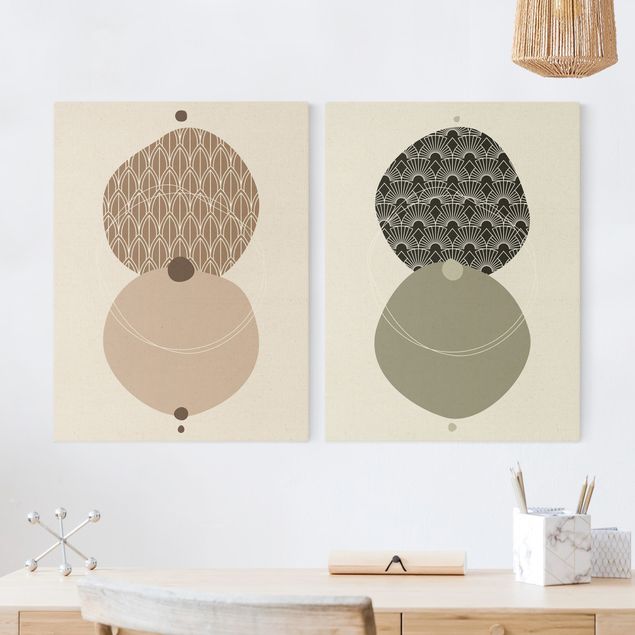 Abstract art prints Abstract Shapes - Circles Beige & Green