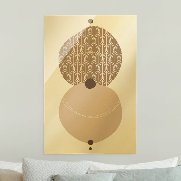 Abstract canvas wall art Abstract Shapes - Circles In Beige