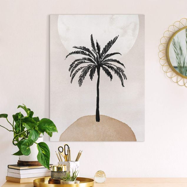 Prints landscape Abstract Island Of Palm Trees With Moon