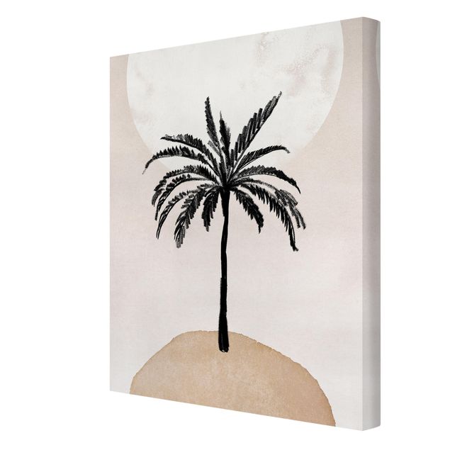 Prints Abstract Island Of Palm Trees With Moon