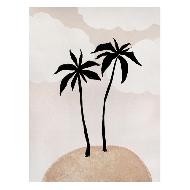 Gal Design art Abstract Island Of Palm Trees With Clouds