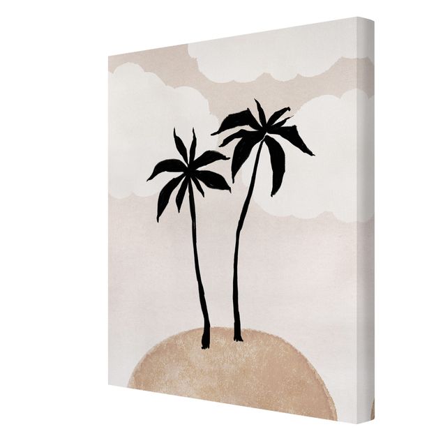 Prints Abstract Island Of Palm Trees With Clouds