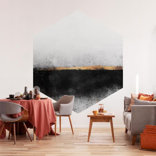Modern wallpaper designs Abstract Golden Horizon Black And White