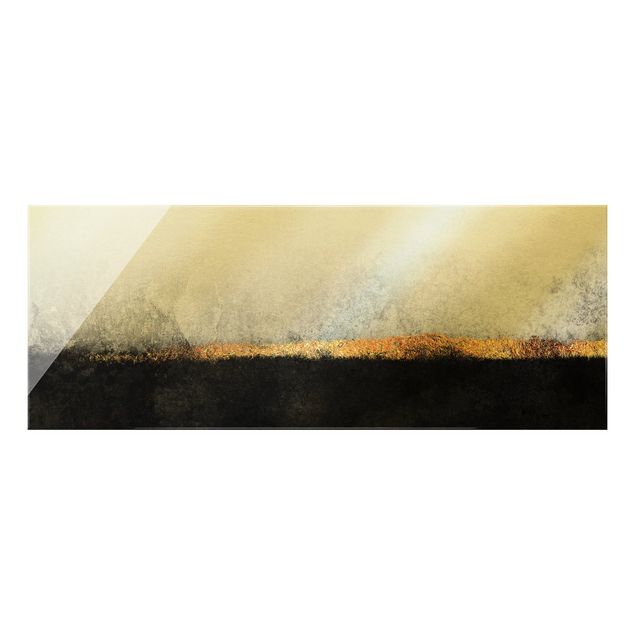 Black and white wall art Abstract Golden Horizon Black And White