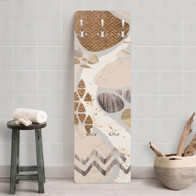 Wall mounted coat rack wood Abstract Quarry Pastel Pattern