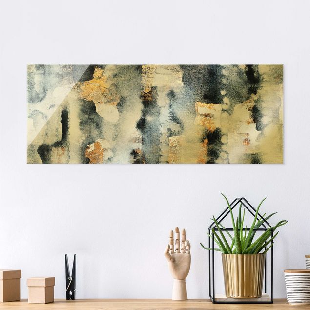 Kitchen Abstract Watercolour With Gold