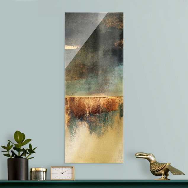 Art posters Abstract Lakeshore In Gold