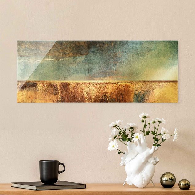 Canvas art Abstract Lakeshore In Gold