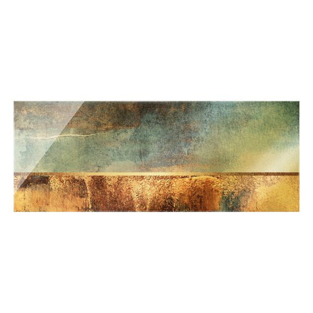 Elisabeth Fredriksson art Abstract Lakeshore In Gold