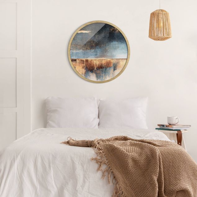 Prints modern Abstract Lakeshore In Gold