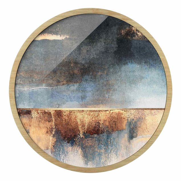 Framed art prints Abstract Lakeshore In Gold