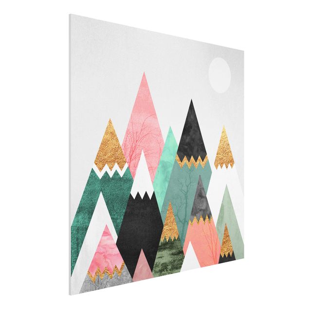 Nursery decoration Triangular Mountains With Gold Tips