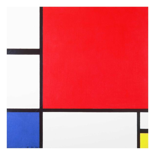 Prints blue Piet Mondrian - Composition With Red Blue Yellow