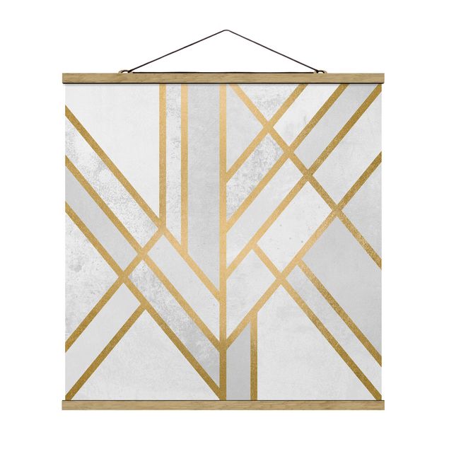 Contemporary art prints Art Deco Geometry White Gold
