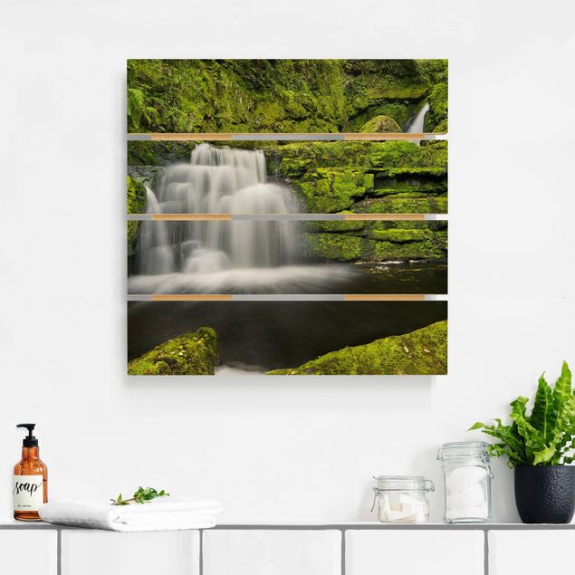 Wood prints landscape Lower Mclean Falls In New Zealand