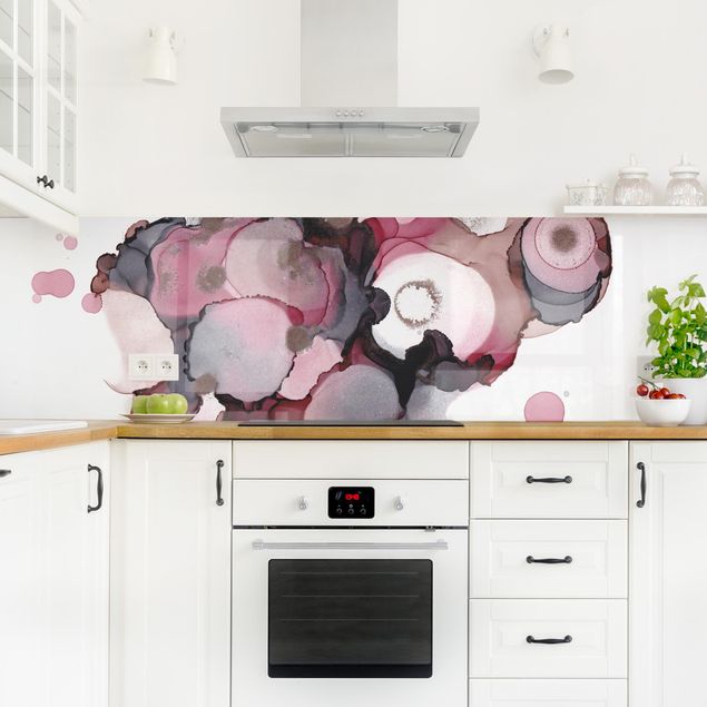Splashback abstract Pink Beige Drops With Pink Gold