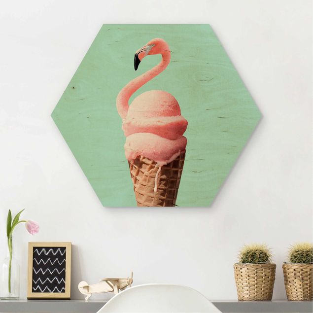 Jonas Loose Art Ice Cream Cone With Flamingo