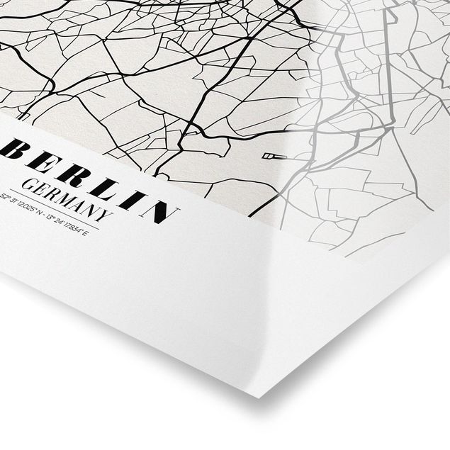 Prints black and white Berlin City Map - Classic