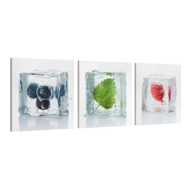 Prints modern Fruits And Lemon Balm In Ice Cube