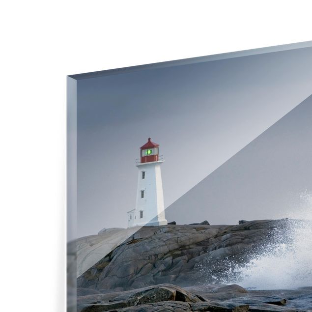 Glass Splashback - Storm Waves At The Lighthouse - Landscape 2:3