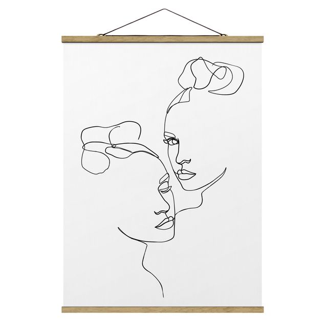 Prints abstract Line Art Faces Women Black And White